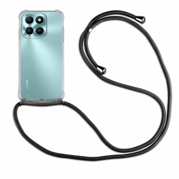Handykette für Honor X6B Handyhülle mit Band Case Hülle mit Kordel Handy Tasche Schwarz