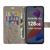 Hülle Honor X6B, Handy Tasche Handyhülle Flip Cover Wallet Case Klapphülle Etui Grau