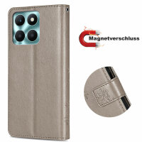 Hülle Honor X6B, Handy Tasche Handyhülle Flip Cover Wallet Case Klapphülle Etui Grau
