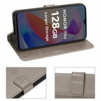 Hülle Honor X6B, Handy Tasche Handyhülle Flip Cover Wallet Case Klapphülle Etui Grau