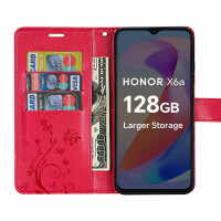 Hülle Honor X6B, Handy Tasche Handyhülle Flip Cover Wallet Case Klapphülle Etui Rot