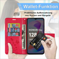 Hülle Honor X6B, Handy Tasche Handyhülle Flip Cover Wallet Case Klapphülle Etui Rot