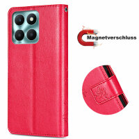 Hülle Honor X6B, Handy Tasche Handyhülle Flip Cover Wallet Case Klapphülle Etui Rot