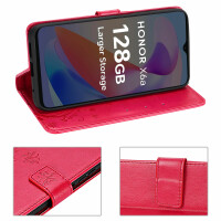 Hülle Honor X6B, Handy Tasche Handyhülle Flip Cover Wallet Case Klapphülle Etui Rot