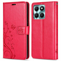 Hülle Honor X6B, Handy Tasche Handyhülle Flip Cover Wallet Case Klapphülle Etui Rot