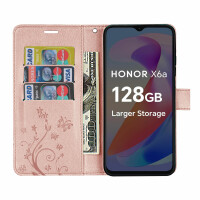 Hülle Honor X6B, Handy Tasche Handyhülle Flip Cover Wallet Case Klapphülle Etui Rosegold