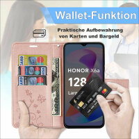 Hülle Honor X6B, Handy Tasche Handyhülle Flip Cover Wallet Case Klapphülle Etui Rosegold