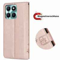 Hülle Honor X6B, Handy Tasche Handyhülle Flip Cover Wallet Case Klapphülle Etui Rosegold