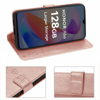 Hülle Honor X6B, Handy Tasche Handyhülle Flip Cover Wallet Case Klapphülle Etui Rosegold