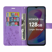 Hülle Honor X6B, Handy Tasche Handyhülle Flip Cover Wallet Case Klapphülle Etui Lila