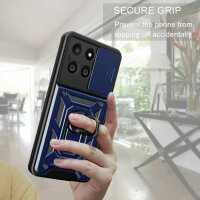 Outdoor Panzer Hülle Honor X6B Handyhülle mit Slide Kameraschutz Ringhalter Blau