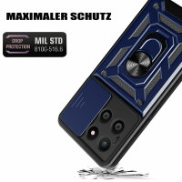 Outdoor Panzer Hülle Honor X6B Handyhülle mit Slide Kameraschutz Ringhalter Blau