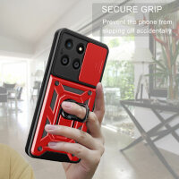 Outdoor Panzer Hülle Honor X6B Handyhülle mit Slide Kameraschutz Ringhalter Rot