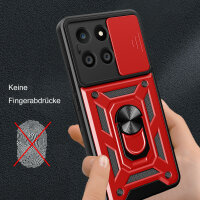 Outdoor Panzer Hülle Honor X6B Handyhülle mit Slide Kameraschutz Ringhalter Rot