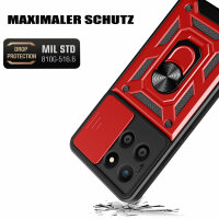 Outdoor Panzer Hülle Honor X6B Handyhülle mit Slide Kameraschutz Ringhalter Rot