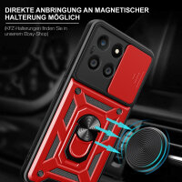 Outdoor Panzer Hülle Honor X6B Handyhülle mit Slide Kameraschutz Ringhalter Rot