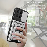 Outdoor Panzer Hülle Honor X6B Handyhülle mit Slide Kameraschutz Ringhalter Silber