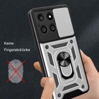 Outdoor Panzer Hülle Honor X6B Handyhülle mit Slide Kameraschutz Ringhalter Silber