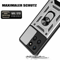 Outdoor Panzer Hülle Honor X6B Handyhülle mit Slide Kameraschutz Ringhalter Silber