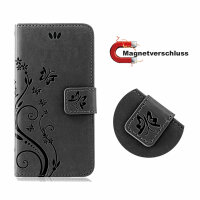 Handyhülle für Apple iPhone 11 – Flip Cover Blumen Schwarz