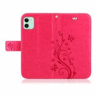 Handyhülle für Apple iPhone 11 – Flip Cover Blumen Pink