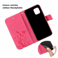 Handyhülle für Apple iPhone 11 – Flip Cover Blumen Pink