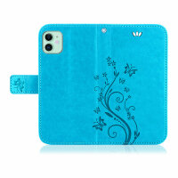 Handyhülle für Apple iPhone 11 Flip Cover Blumen Blau