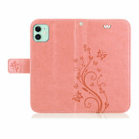 Handyhülle für Apple iPhone 11 – Flip Cover Blumen Rosegold