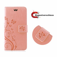 Handyhülle für Apple iPhone 11 – Flip Cover Blumen Rosegold
