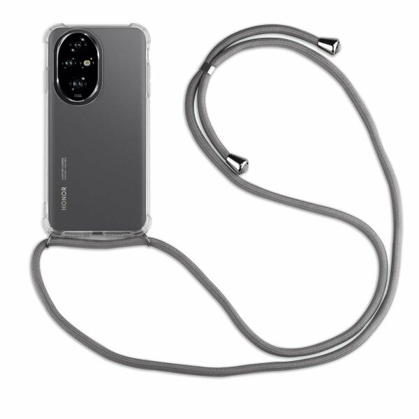 Handykette für Honor 200 Handyhülle mit Band Case Hülle mit Kordel Handy Tasche in Grau