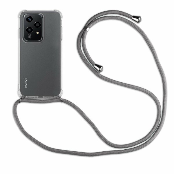 Handykette für Honor 200 Lite Handyhülle mit Band Case Hülle mit Kordel Handy Tasche in Grau