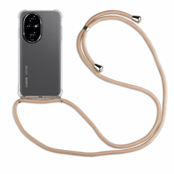 Handykette für Honor 200 Pro Handyhülle mit Band Case Hülle mit Kordel Handy Tasche in Beige / Braun