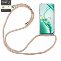 Handykette für Honor 200 Smart Handyhülle mit Band Case Hülle mit Kordel Handy Tasche in Beige / Braun