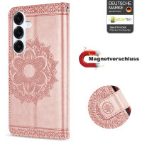 Handy Tasche für Samsung Galaxy S25 Hülle Handyhülle Klapphülle Wallet Case in Rosegold