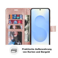 Handy Tasche für Samsung Galaxy S25 Hülle Handyhülle Klapphülle Wallet Case in Rosegold