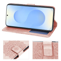 Handy Tasche für Samsung Galaxy S25 Hülle Handyhülle Klapphülle Wallet Case in Rosegold