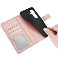 Handy Tasche für Samsung Galaxy S25 Hülle Handyhülle Klapphülle Wallet Case in Rosegold