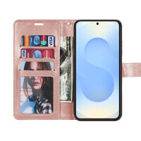 Handy Tasche für Samsung Galaxy S25 Hülle Handyhülle Klapphülle Wallet Case in Rosegold
