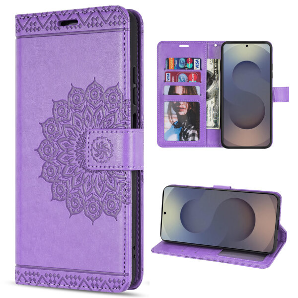 Handy Tasche für Samsung Galaxy S25 Ultra Hülle Handyhülle Klapphülle Wallet Case in Lila