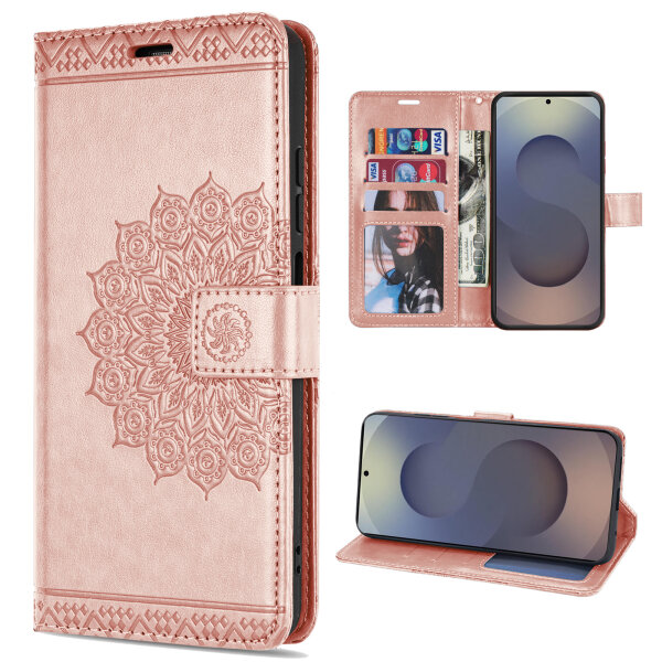 Handy Tasche für Samsung Galaxy S25 Ultra Hülle Handyhülle Klapphülle Wallet Case in Rosegold