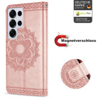 Handy Tasche für Samsung Galaxy S25 Ultra Hülle Handyhülle Klapphülle Wallet Case in Rosegold