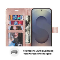 Handy Tasche für Samsung Galaxy S25 Ultra Hülle Handyhülle Klapphülle Wallet Case in Rosegold
