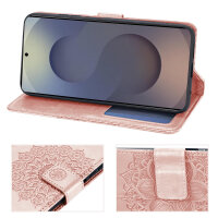 Handy Tasche für Samsung Galaxy S25 Ultra Hülle Handyhülle Klapphülle Wallet Case in Rosegold