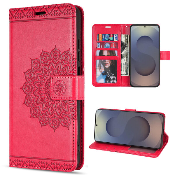 Handy Tasche für Samsung Galaxy S25 Ultra Hülle Handyhülle Klapphülle Wallet Case in Rot