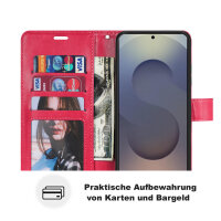 Handy Tasche für Samsung Galaxy S25 Ultra Hülle Handyhülle Klapphülle Wallet Case in Rot