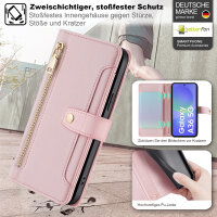 Handykette für Samsung Galaxy A36 Hülle mit Band Handyhülle Kartenfächer PU Leder Umhängetasche in Rosa