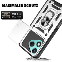Outdoor Panzer Hülle für Honor 400 Lite Handyhülle mit Slide Kameraschutz Ringhalter in Silber