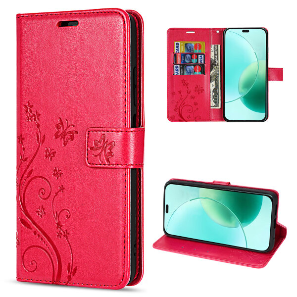 Hülle für Honor 400 Lite Handy Tasche Handyhülle Flip Cover Wallet Case Klapphülle in Rot