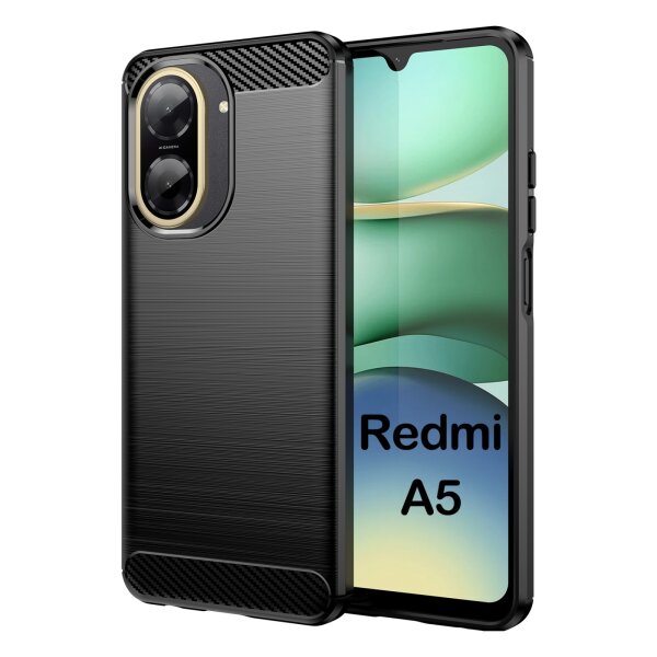 Carbon Hülle für Xiaomi Redmi A5 Handyhülle Back Cover Handy Tasche Bumper in Schwarz