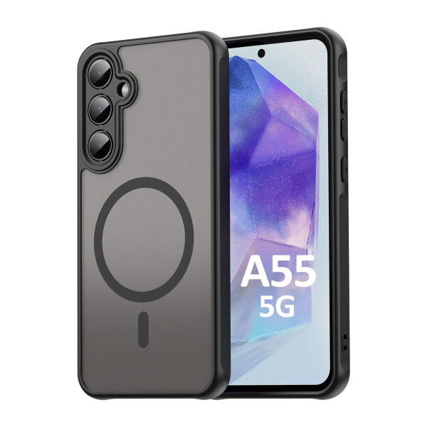 Handyhülle für Samsung Galaxy A55 Matt Case Schutzhülle Kratzfest Passgenau Schwarz